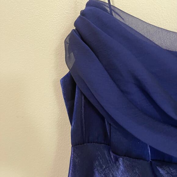 Vintage 90s Royal Blue Shimmer Iridescent Prom Formal Prom Dress Sz 6 - Picture 12 of 14